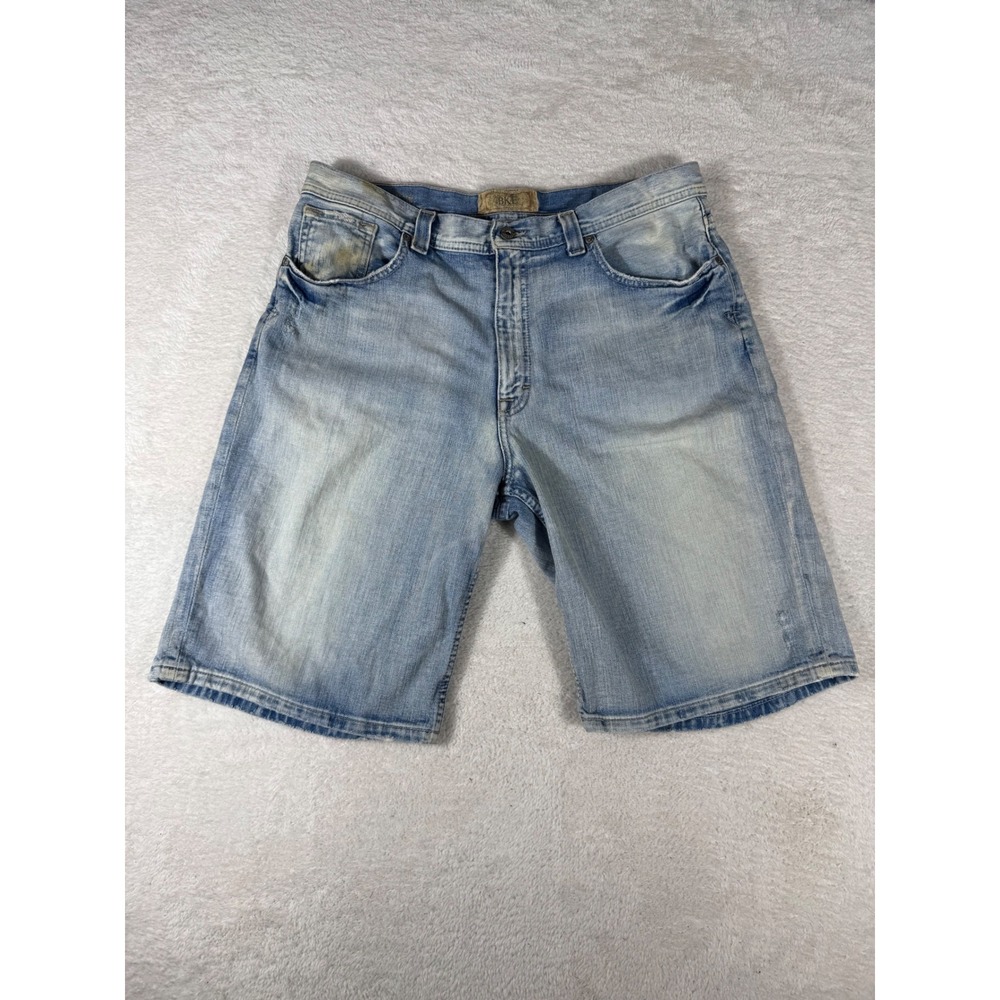 BKE Denim Shorts Mens 36 Light Wash Good Distressed Y2K Skater Baggy Jean Shorts